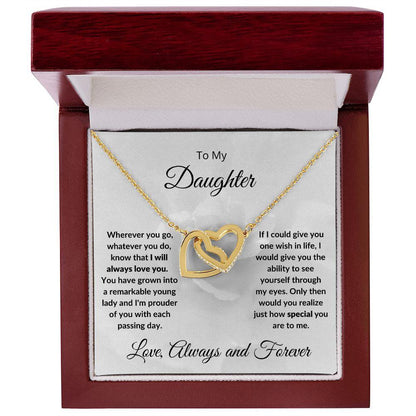 Gift for Daughter - I Will Always Love You - Hearts Pendant Necklace - Mallard Moon Gift Shop