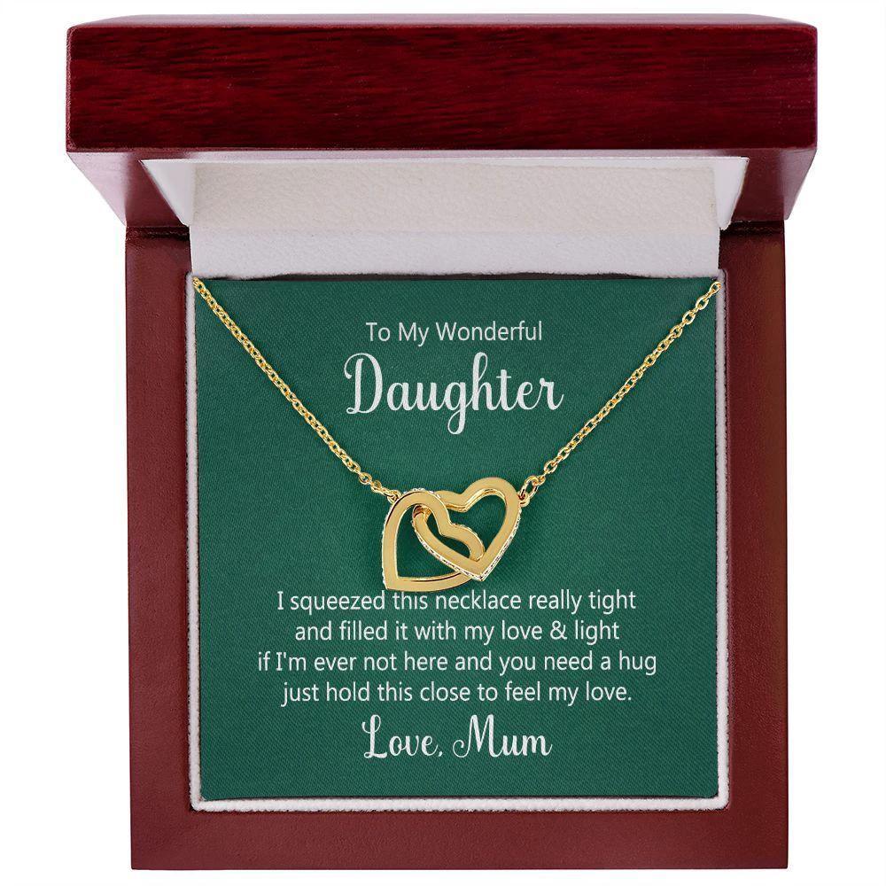 To My Wonderful Daughter - Need a Hug - Interlocking Hearts Necklace