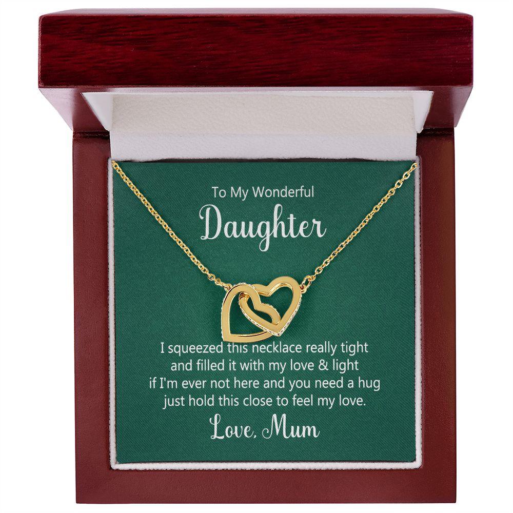 To My Wonderful Daughter Interlocking Hearts Necklace - Mallard Moon Gift Shop