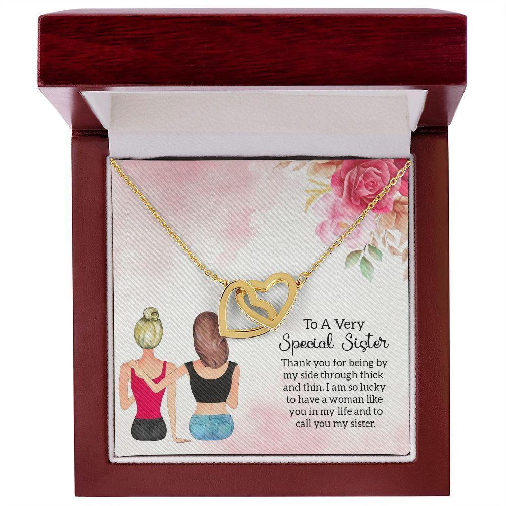 To a Special Sister Interlocking Hearts Necklace