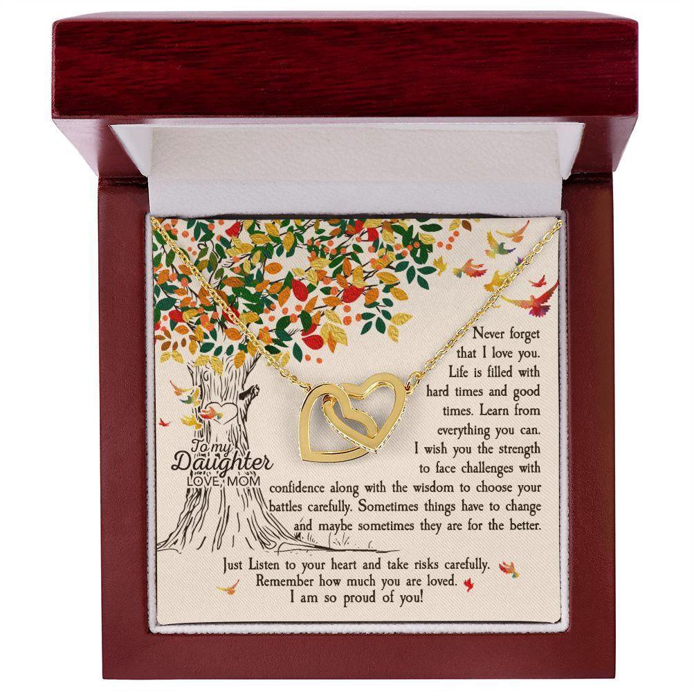 To My Daughter Never Forget That I Love You Interlocking Hearts Necklace