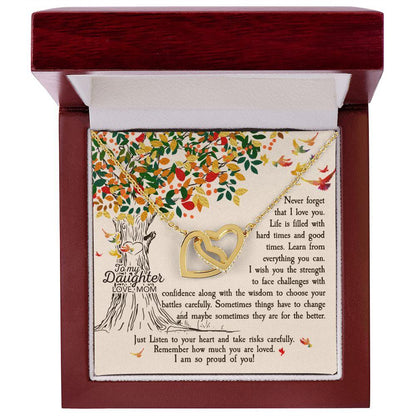 To My Daughter Never Forget That I Love You Interlocking Hearts Necklace - Mallard Moon Gift Shop