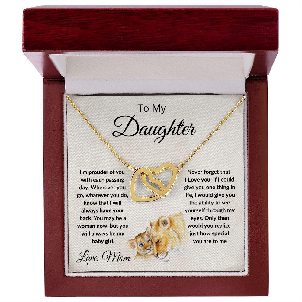 To My Daughter Love Mom Interlocking Hearts Necklace - Mallard Moon Gift Shop