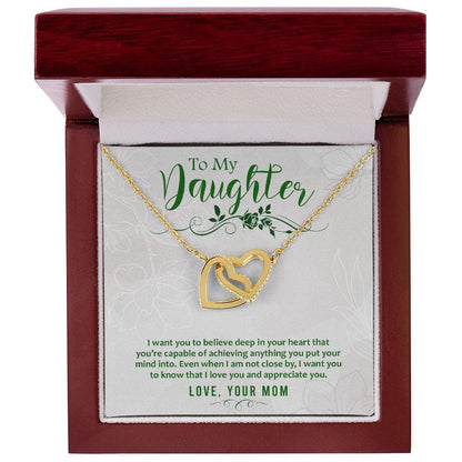 To My Daughter-I Want You to Believe Interlocking Hearts Necklace - Mallard Moon Gift Shop