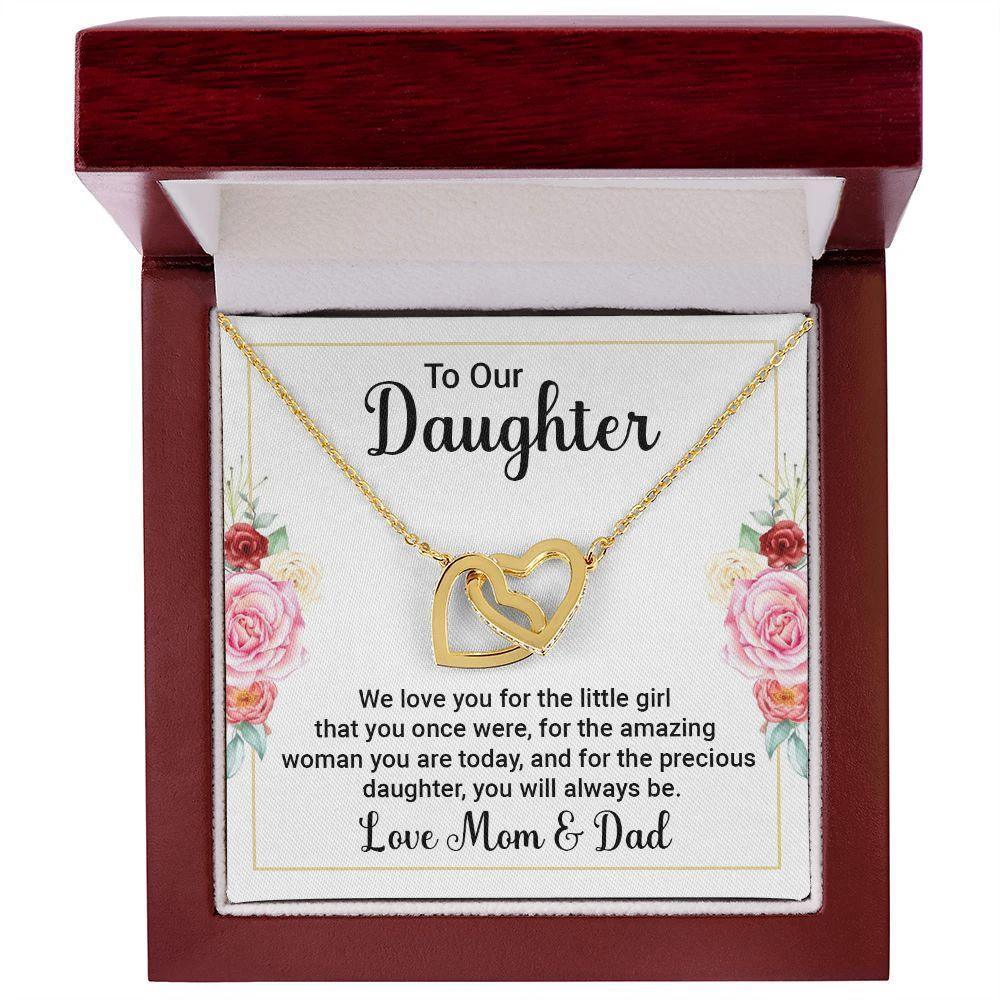 To Our Daughter, We Love You Interlocking Hearts Necklace
