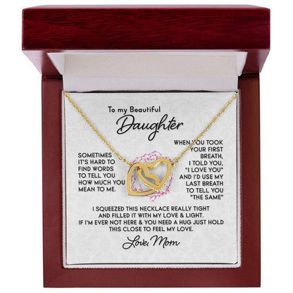 To My Beautiful Daughter Interlocking Hearts Necklace - Mallard Moon Gift Shop