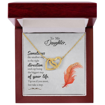 To My Daughter-Sometimes the Smallest Step Interlocking Hearts Necklace - Mallard Moon Gift Shop