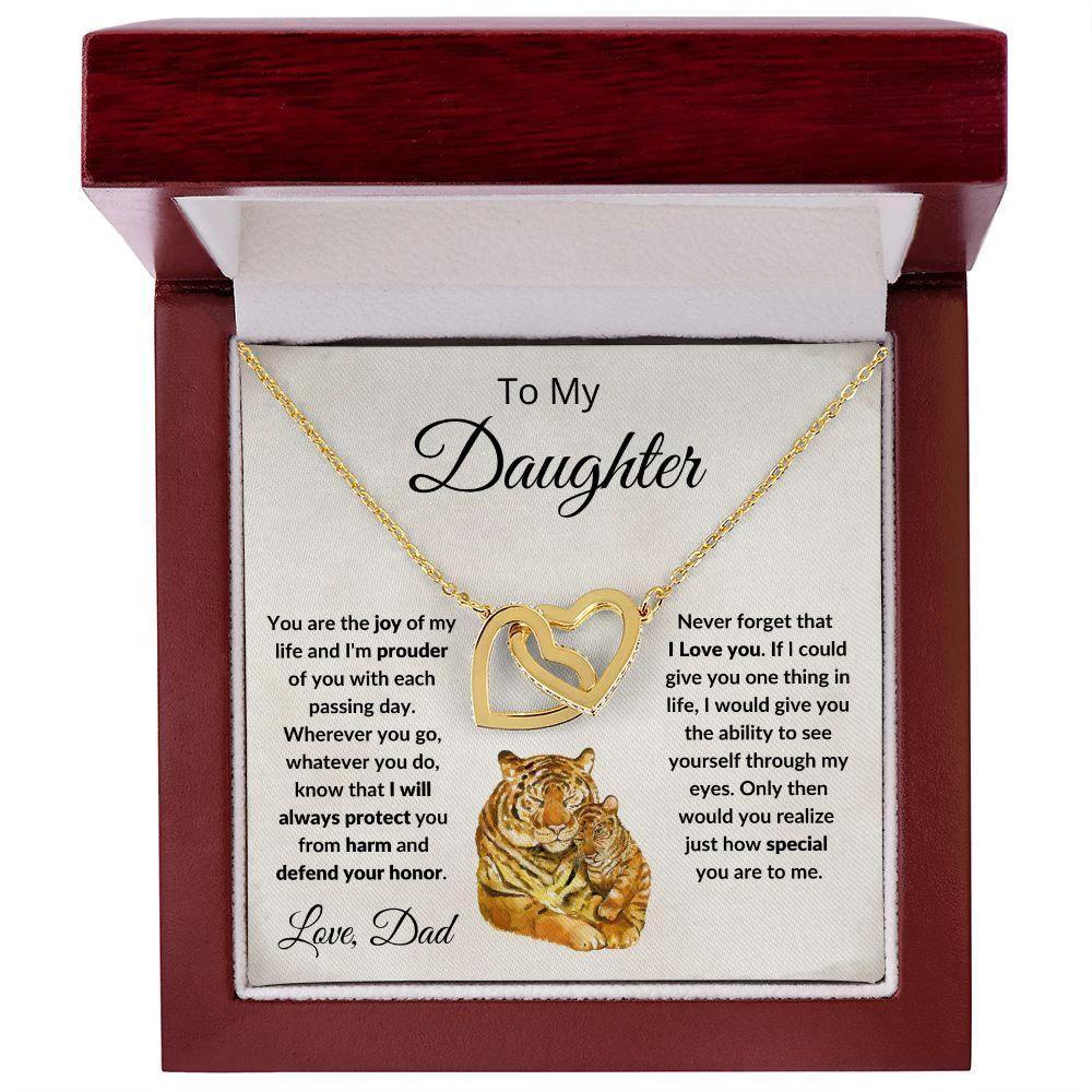 To My Daughter Joy of My Life Love Dad Interlocking Hearts Necklace