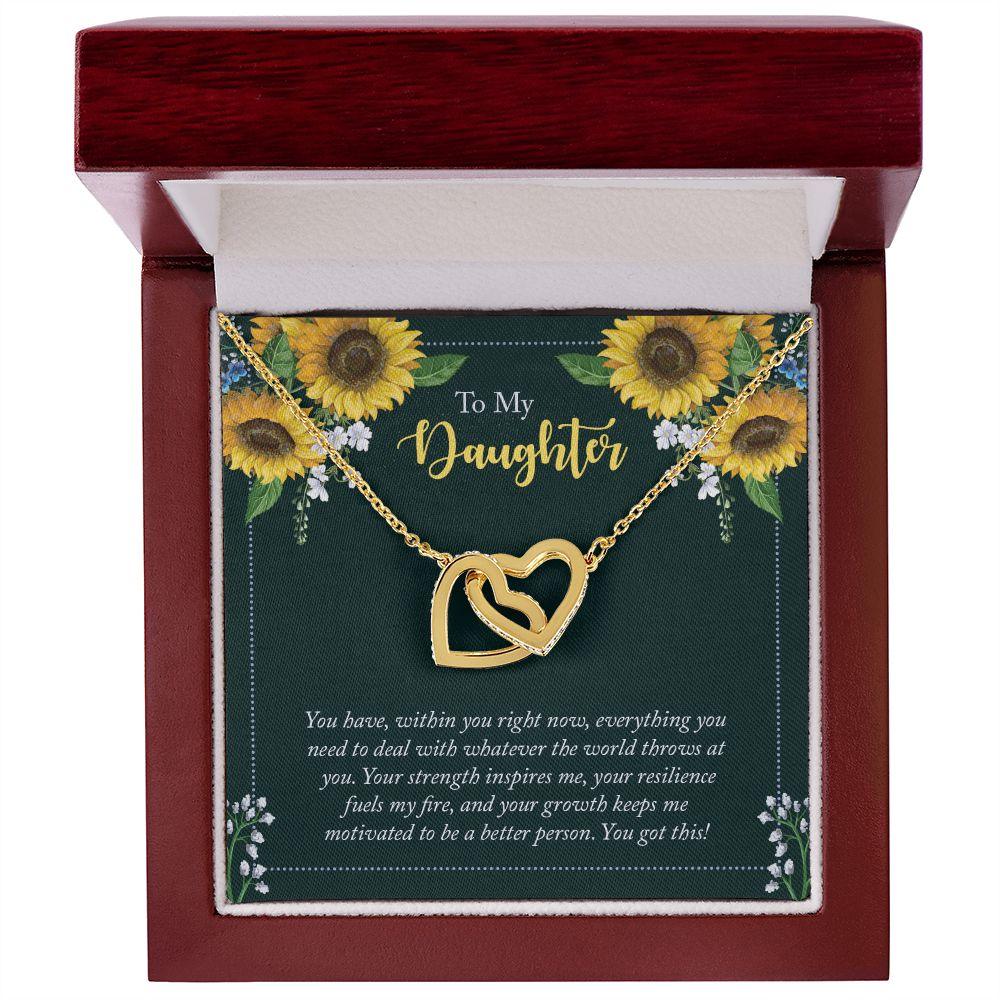 To My Daughter Encouragement Interlocking Hearts Necklace - Mallard Moon Gift Shop