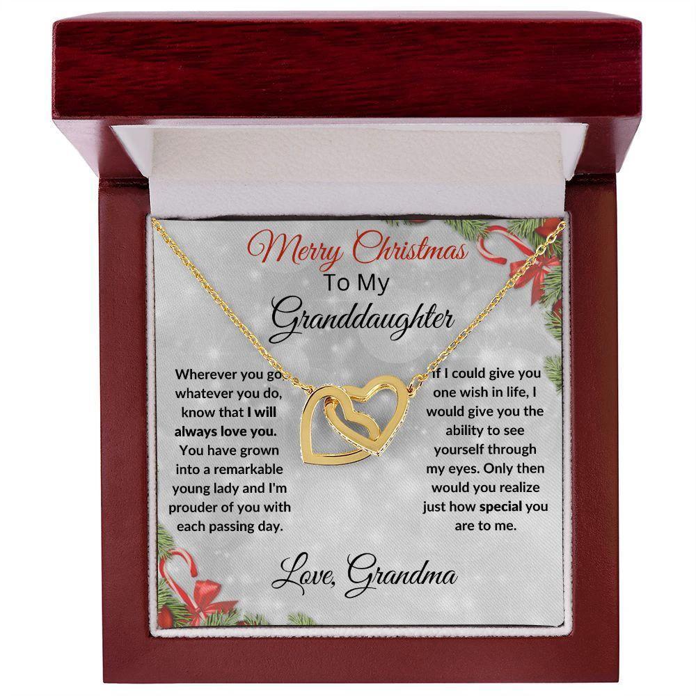 Christmas Gift for Granddaughter Interlocking Hearts Pendant Necklace