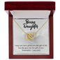 Gift for Bonus Daughter - Gift of Life - Interlocking Hearts Necklace Message Card Gift Box - Mallard Moon Gift Shop