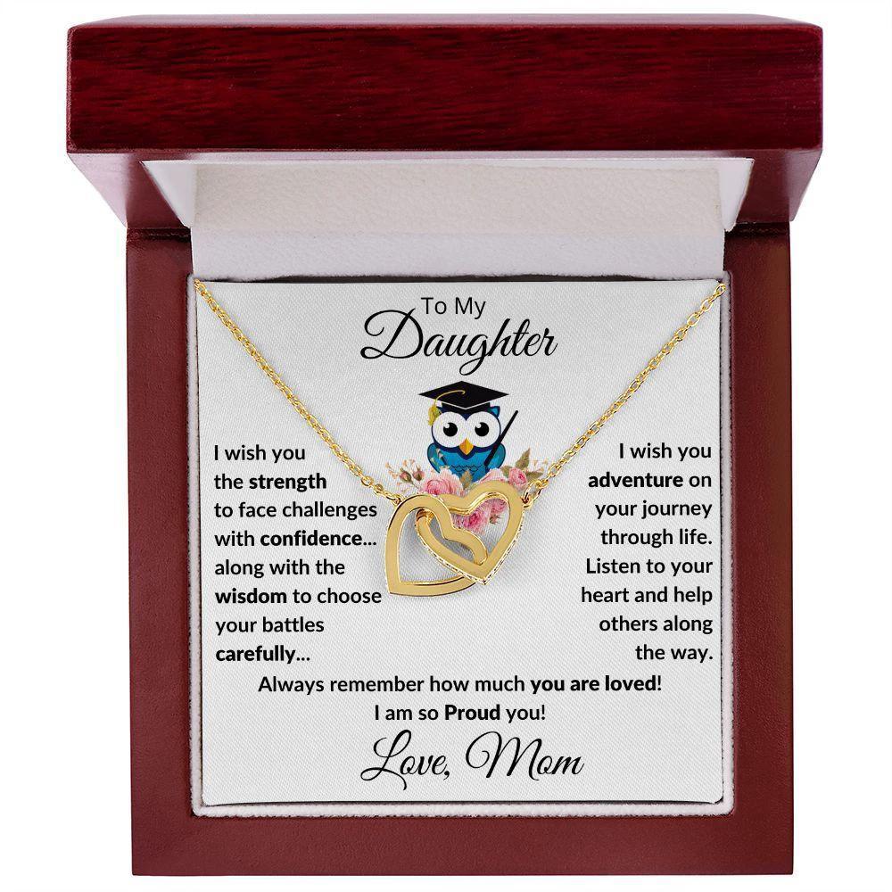 Daughter Graduation Gift Love Proud Mom Interlocking Hearts Necklace