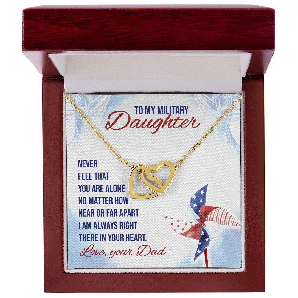 To My Military Daughter Interlocking Hearts Necklace