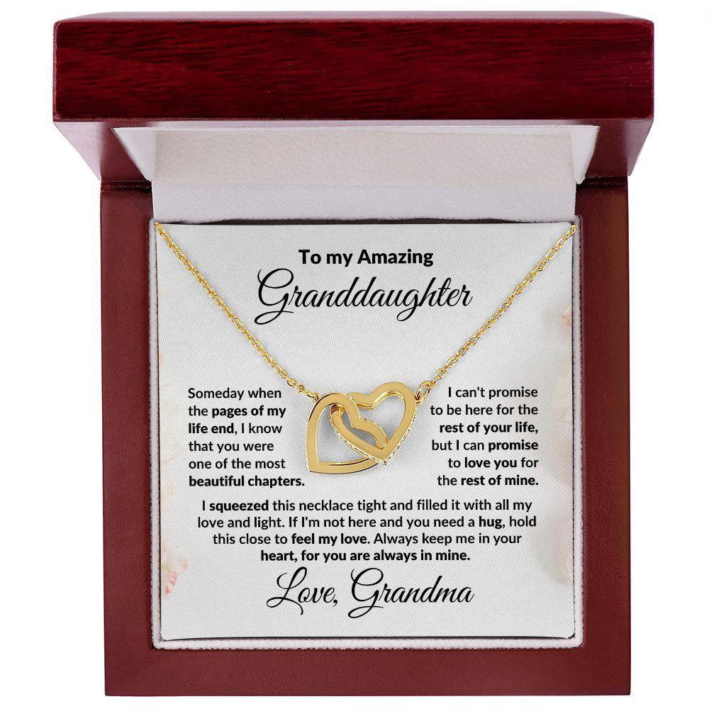 To My Granddaughter Interlocking Hearts Pendant Necklace with Personalized Message Card