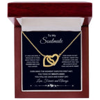 To My Soulmate You Took My Breath Away Interlocking Hearts Pendant Necklace