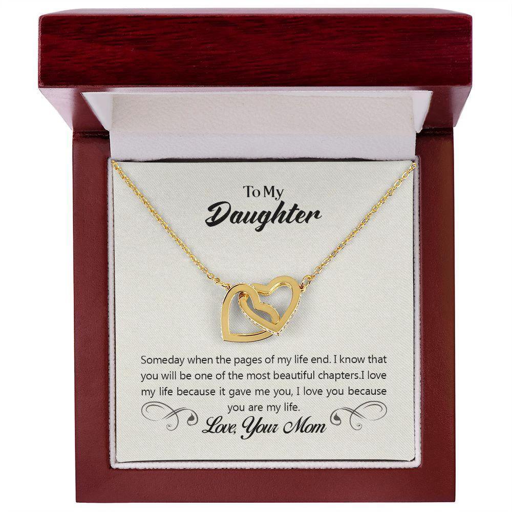 To My Daughter - Pages of Life - Interlocking Hearts Necklace