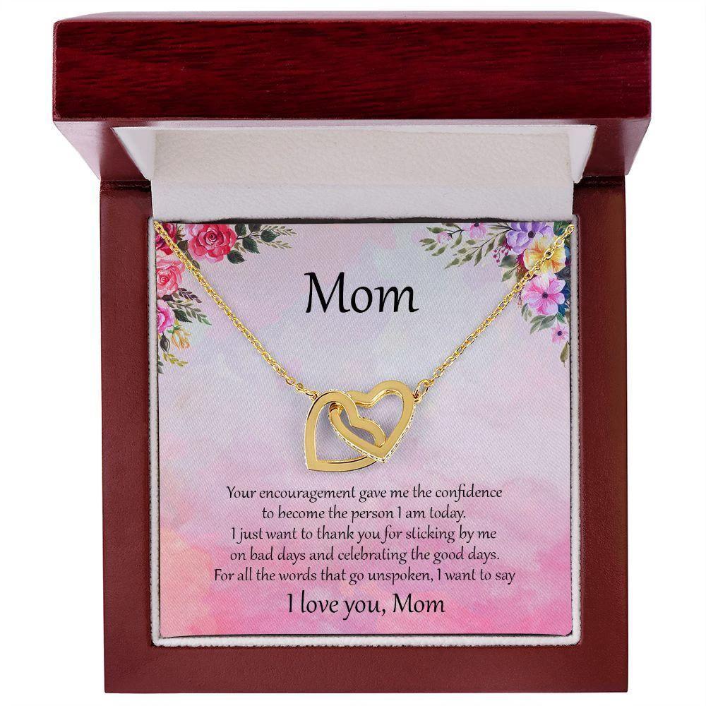 Gift for Mom - Unspoken Words - Interlocking Hearts Necklace Message Card Gift Box