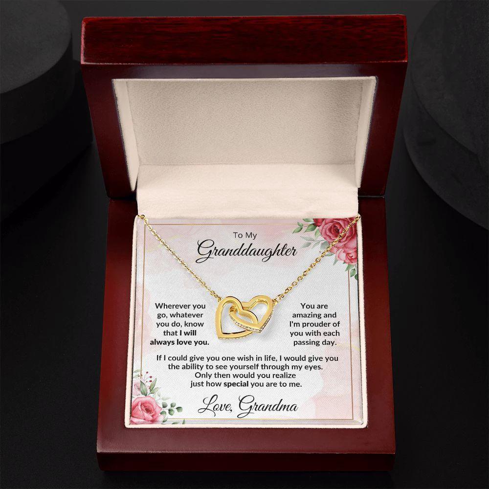 Gift for Amazing Granddaughter Interlocking Hearts Necklace