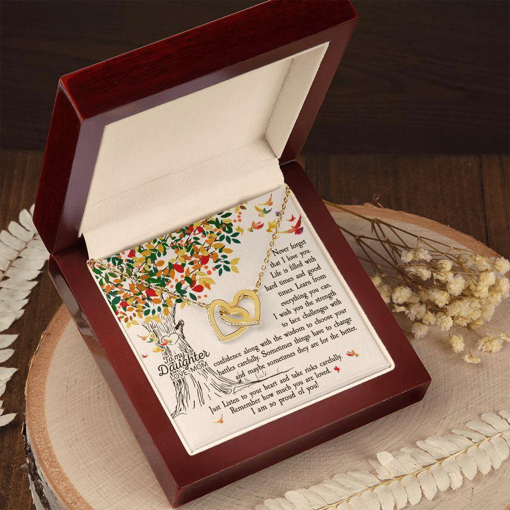 To My Daughter Never Forget That I Love You Interlocking Hearts Necklace