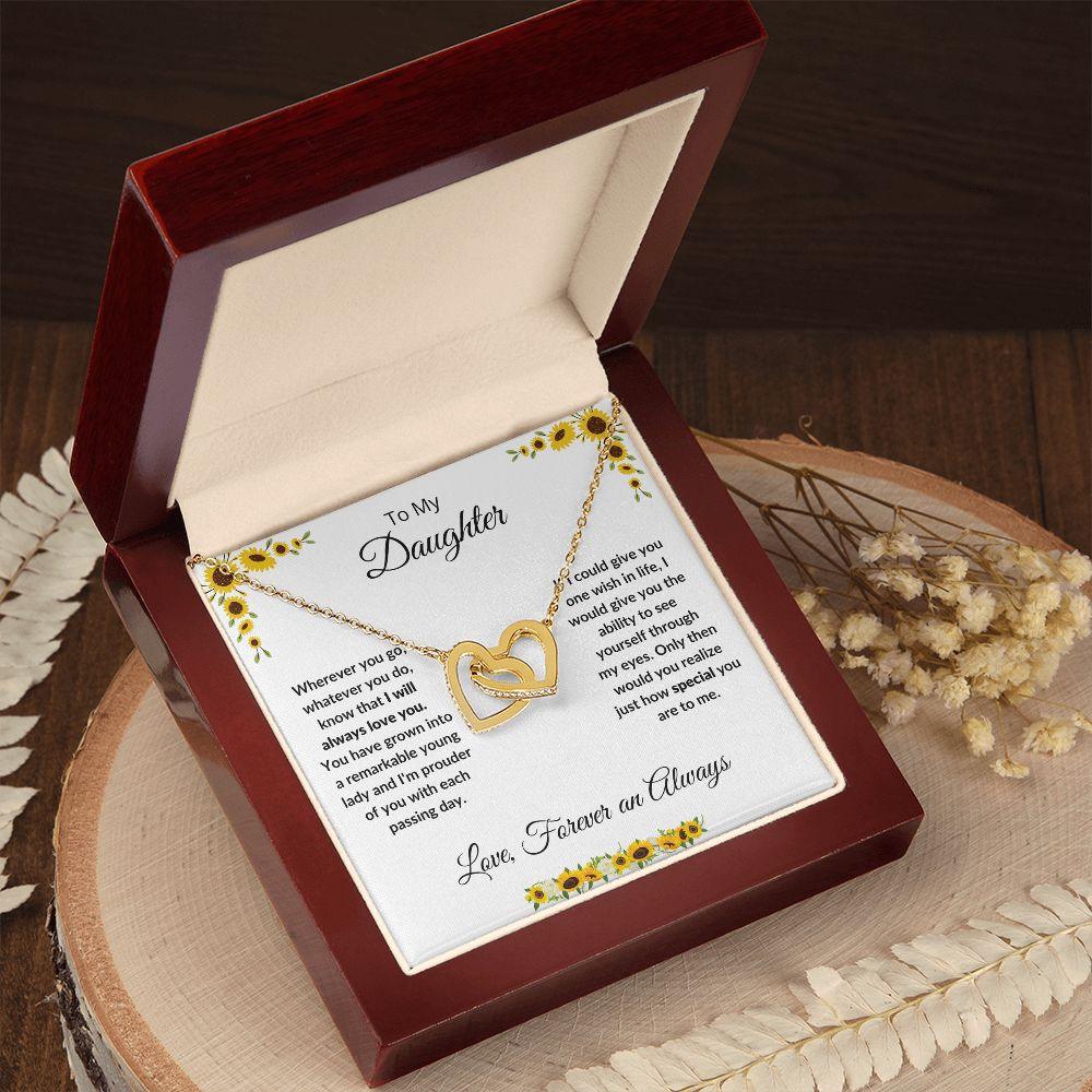 Daughter -Love Always - Interlocking Hearts Necklace - Mallard Moon Gift Shop