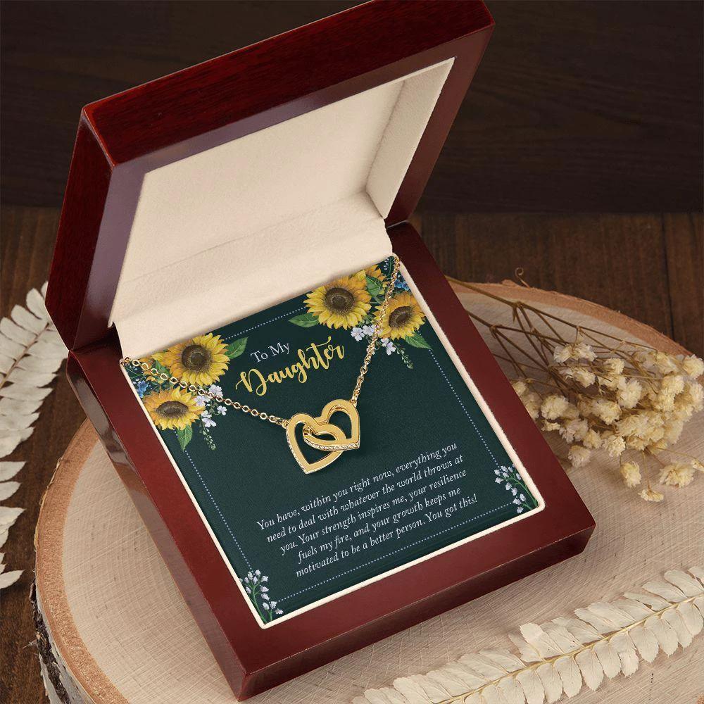 To My Daughter Encouragement Gift - Everything You Need - Interlocking Hearts Necklace