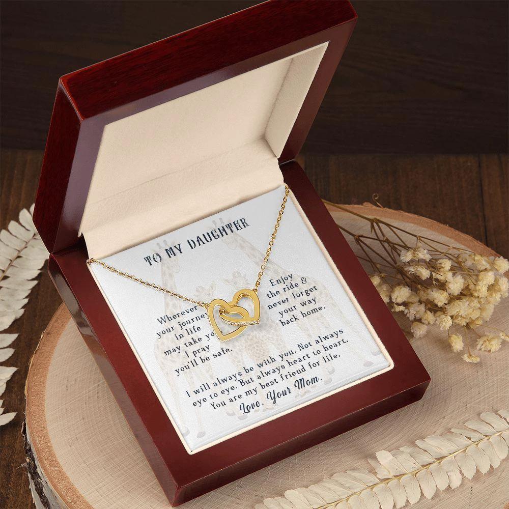 To My Daughter Your Journey in Life Interlocking Hearts Necklace