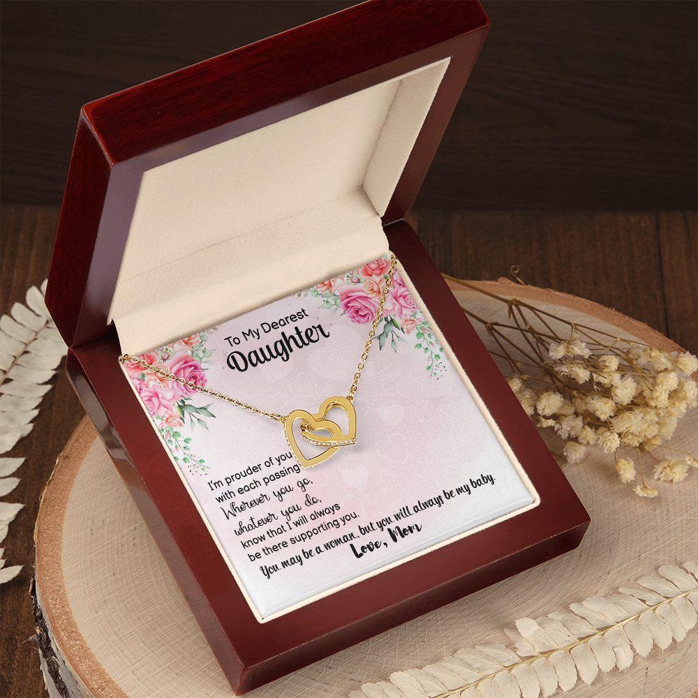 Dearest Daughter Interlocking Hearts Necklace - Mallard Moon Gift Shop
