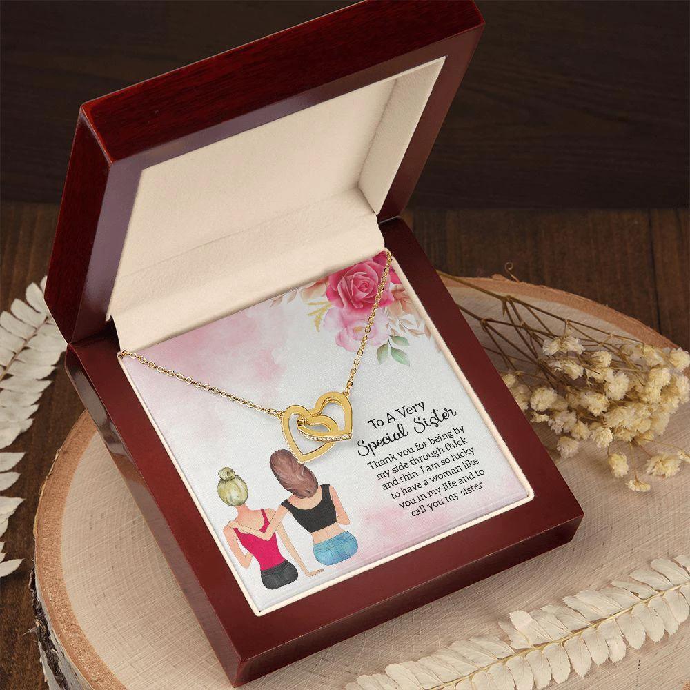 To a Special Sister Interlocking Hearts Necklace