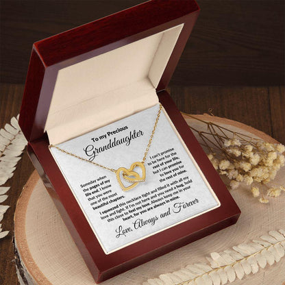 To My Precious Granddaughter Interlocking Heart Necklace with Message Card and Gift Box - Mallard Moon Gift Shop
