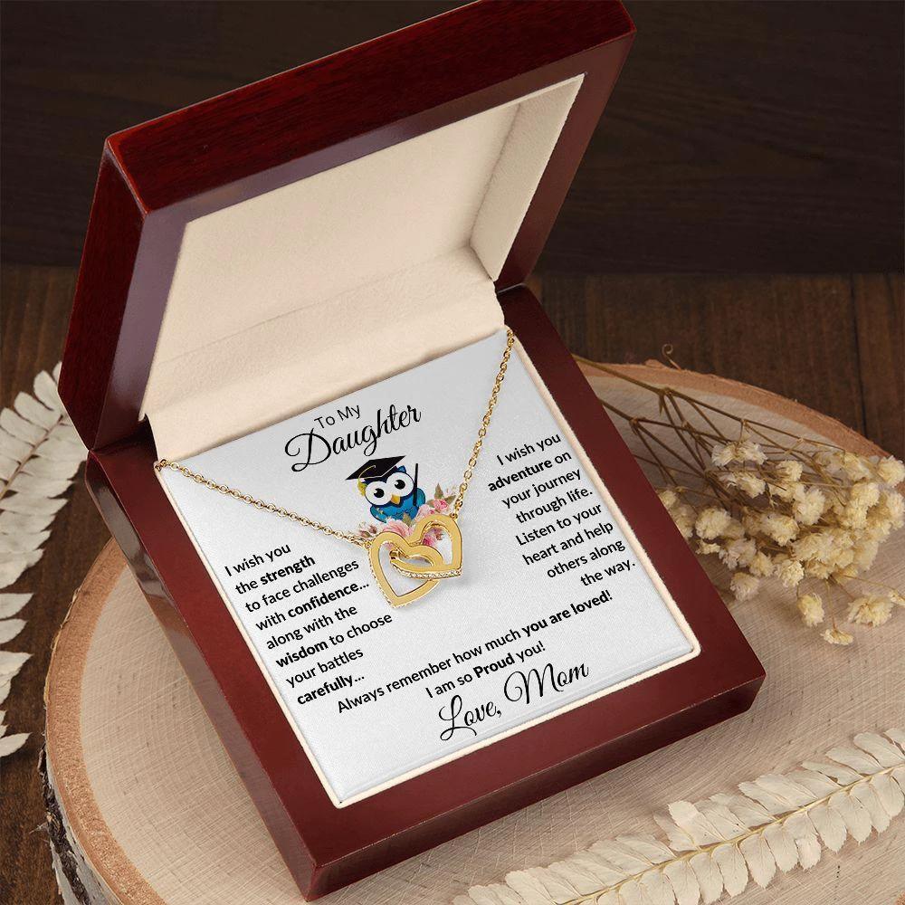 Daughter Graduation Gift Love Proud Mom Interlocking Hearts Necklace