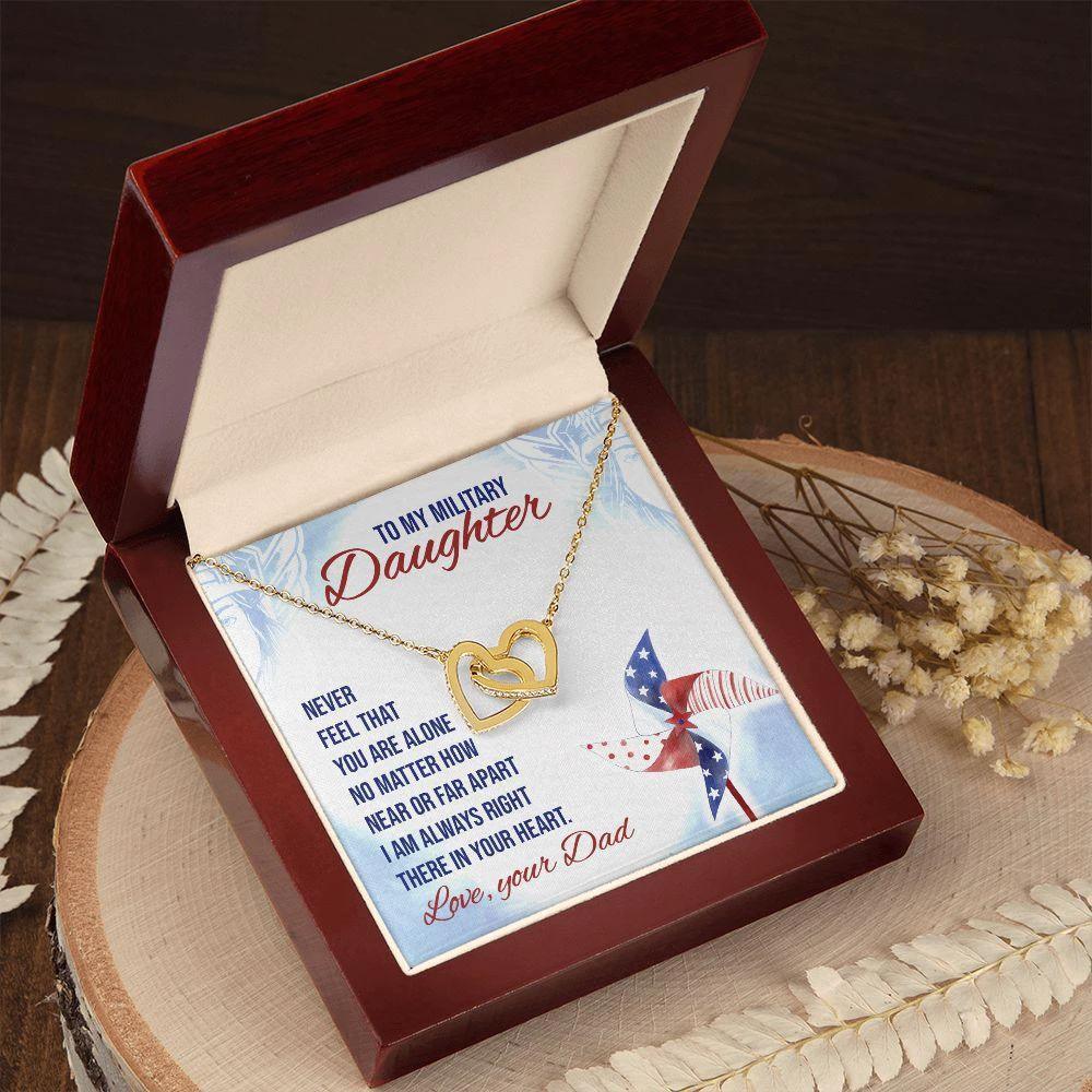 To My Military Daughter Interlocking Hearts Necklace