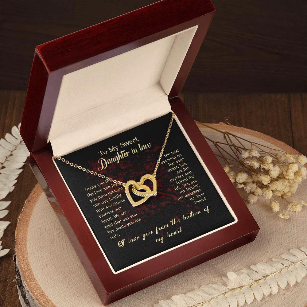 To my Daughter In Law Gift Interlocking Hearts Necklace