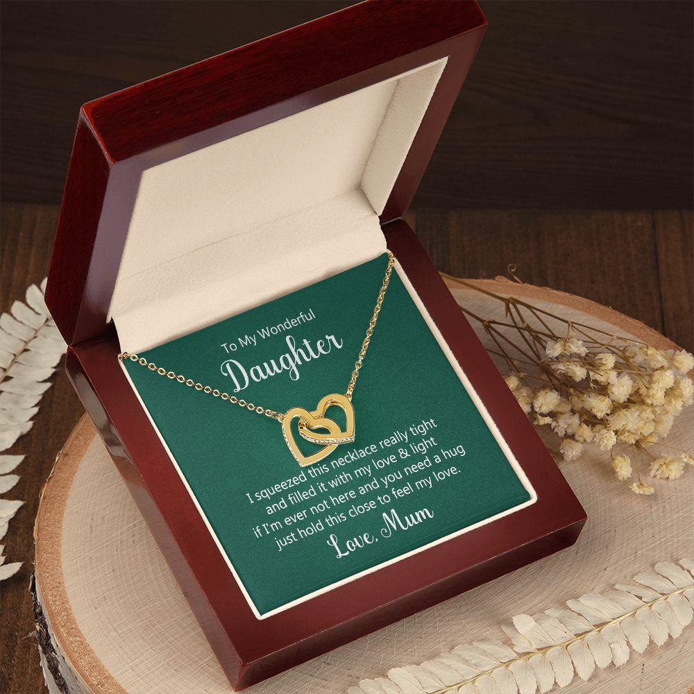 To My Wonderful Daughter Interlocking Hearts Necklace - Mallard Moon Gift Shop