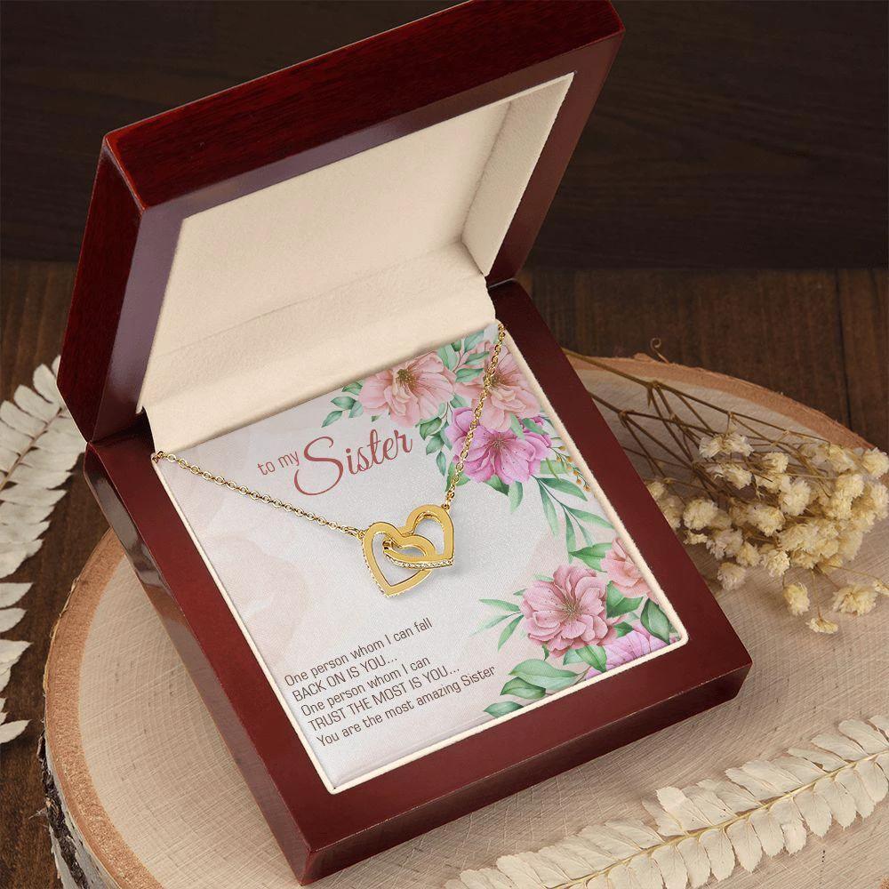 Gift for My Amazing Sister Interlocking Hearts Necklace