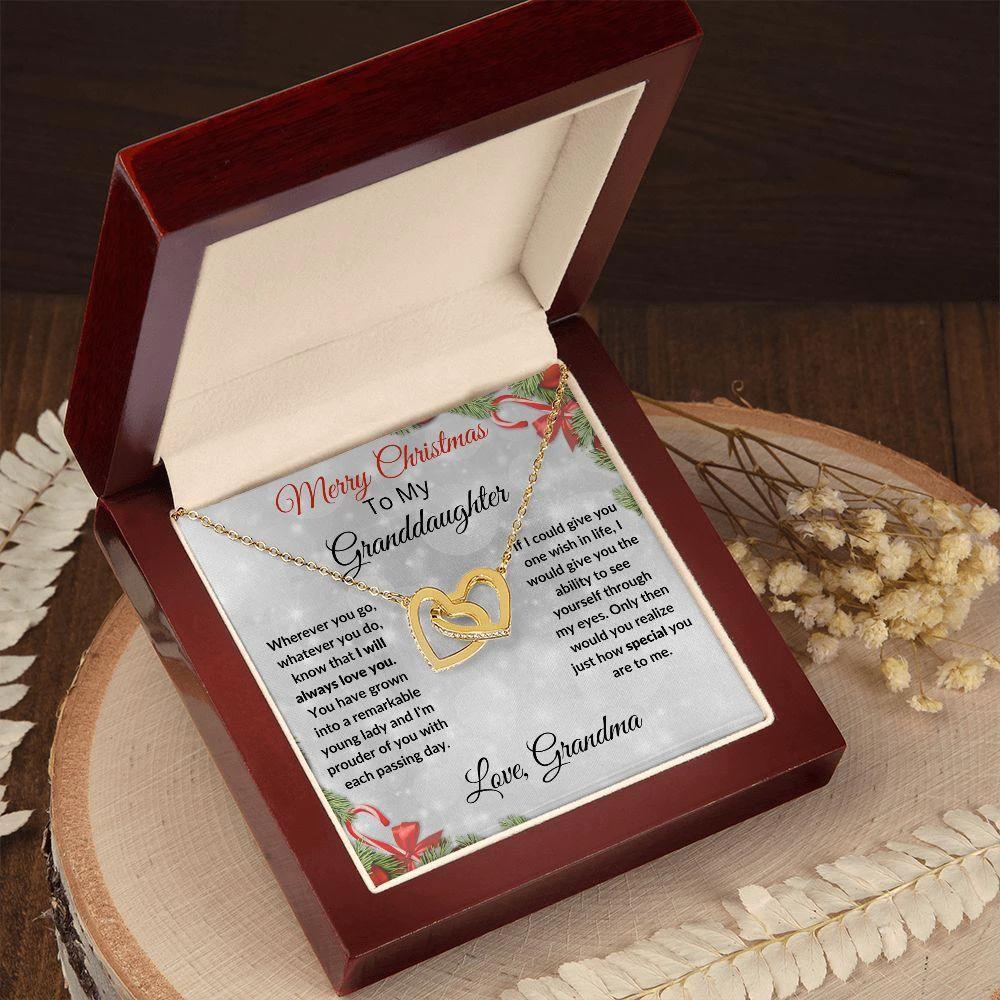 Christmas Gift for Granddaughter Interlocking Hearts Pendant Necklace