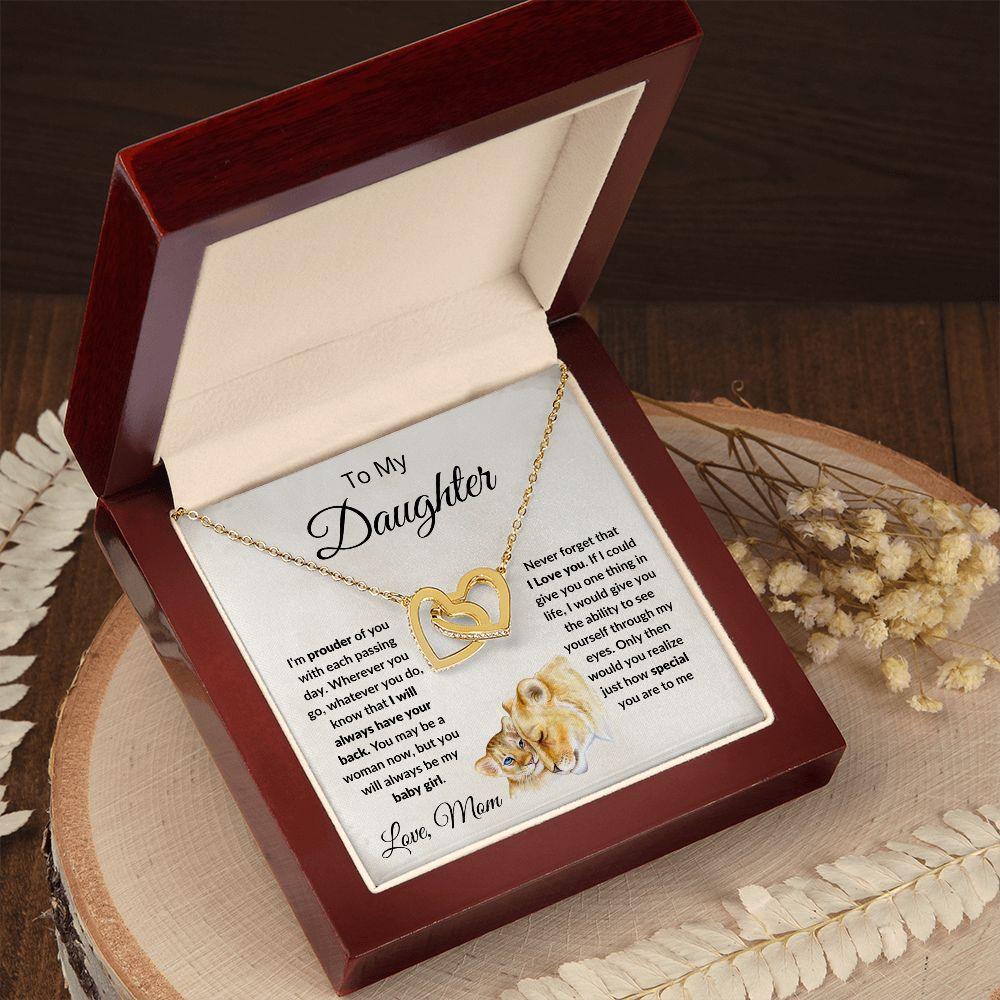 To My Daughter Love Mom Interlocking Hearts Necklace - Mallard Moon Gift Shop