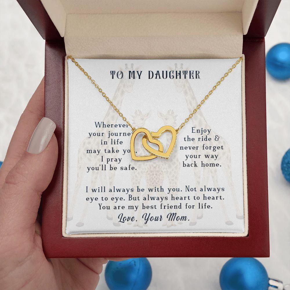 To My Daughter Your Journey in Life Interlocking Hearts Necklace