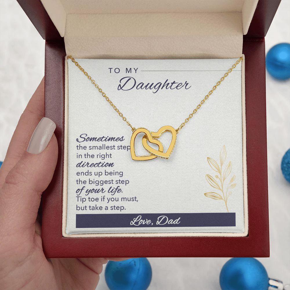 Gift for Daughter Love Dad Interlocking Hearts Necklace