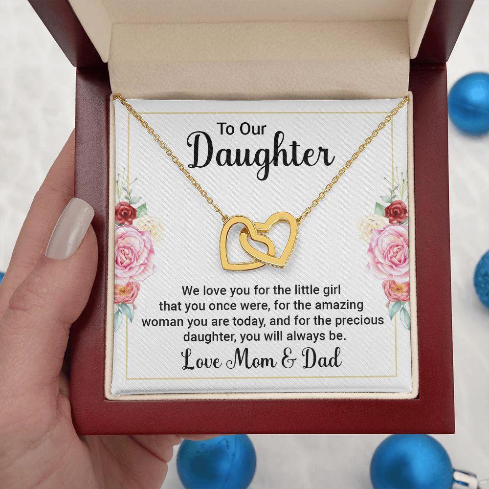 To Our Daughter, We Love You Interlocking Hearts Necklace