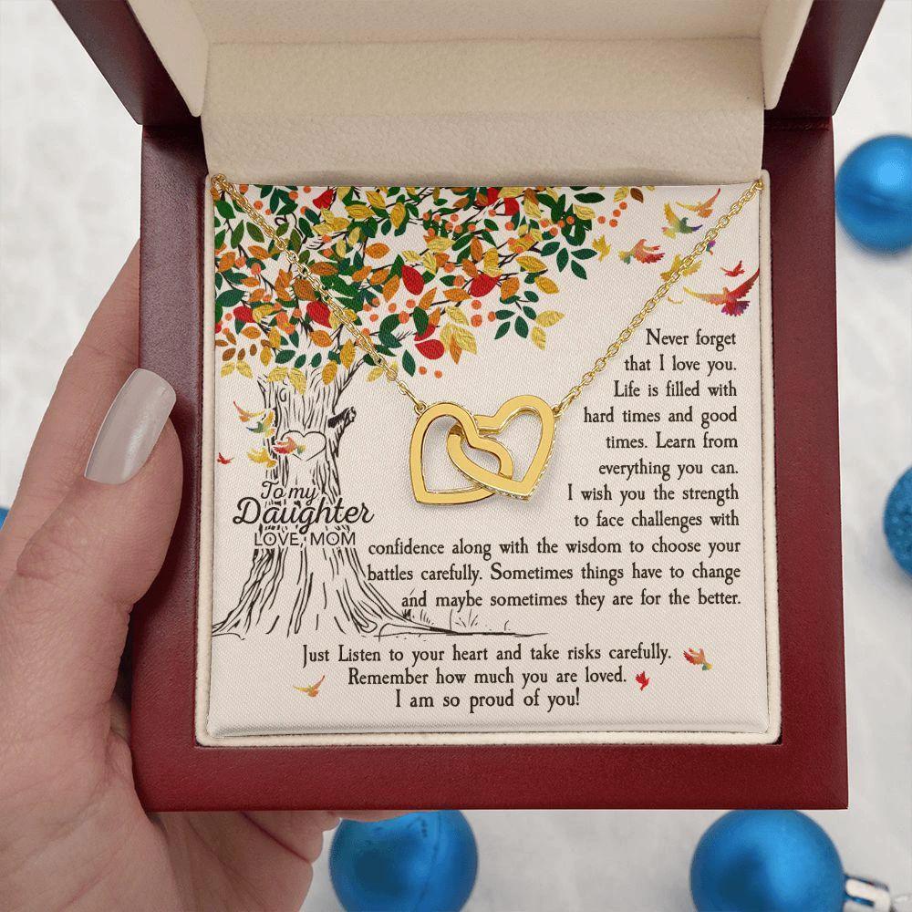 To My Daughter Never Forget That I Love You Interlocking Hearts Necklace