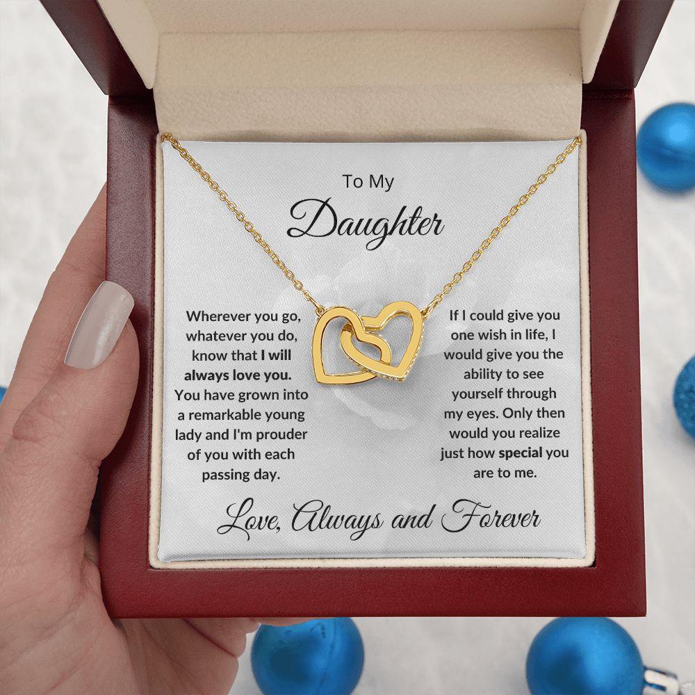 Gift for Daughter - I Will Always Love You - Hearts Pendant Necklace - Mallard Moon Gift Shop