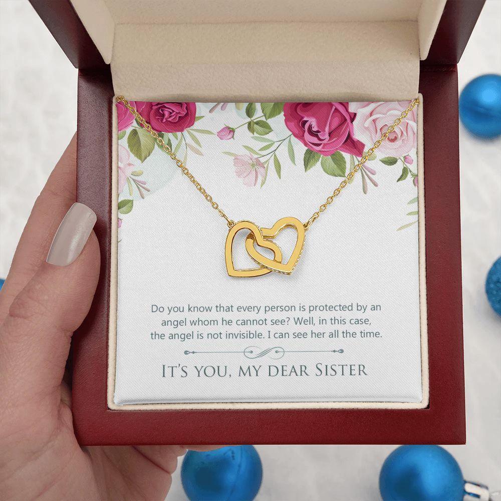 Gift for Sister Interlocking Hearts Necklace