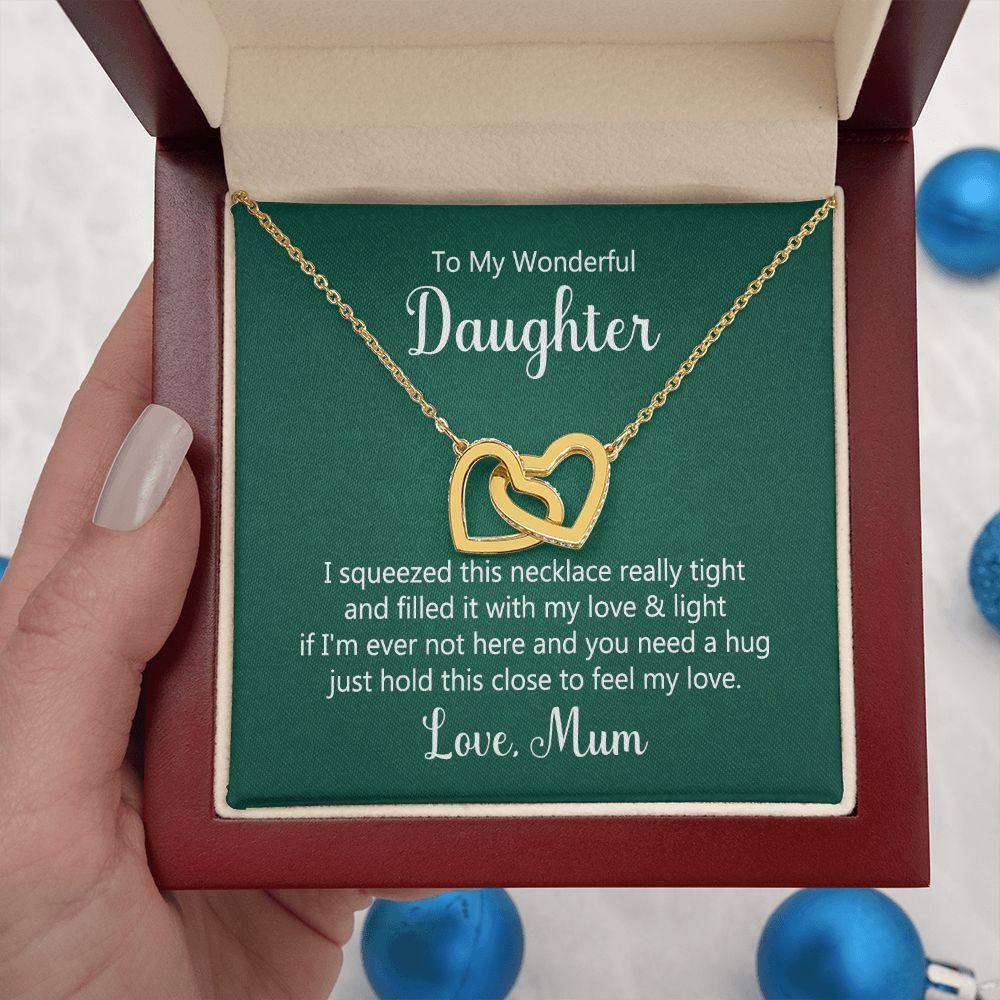 To My Wonderful Daughter Interlocking Hearts Necklace - Mallard Moon Gift Shop