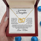 To My Amazing Daughter Interlocking Hearts Pendant Necklace with Personalized Message Card