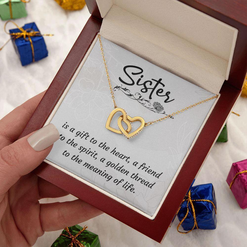 A Sister is a Gift Interlocking Hearts Necklace