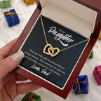 To My Daughter Gift From Dad - You Make Me Proud - Interlocking Hearts Necklace