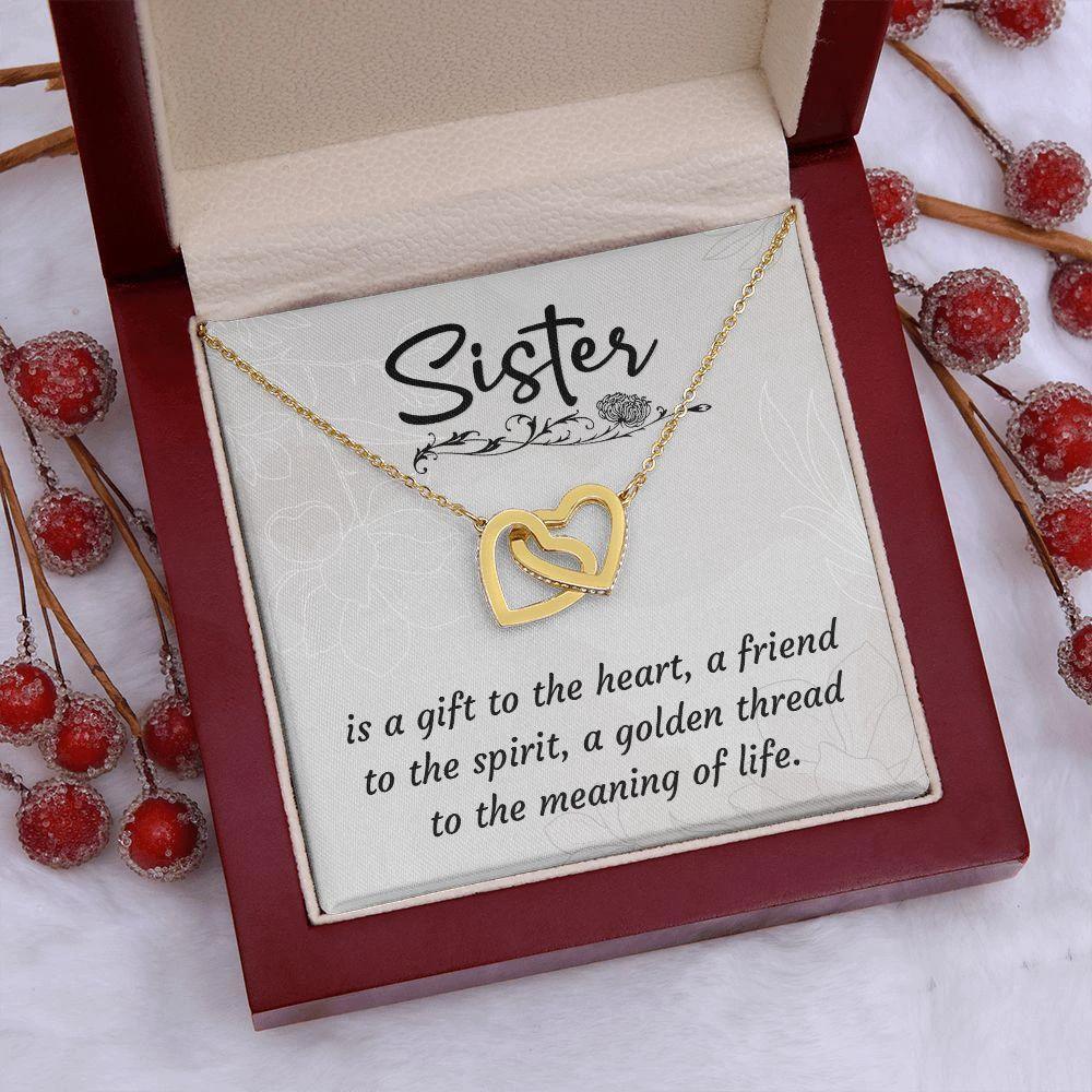 A Sister is a Gift Interlocking Hearts Necklace
