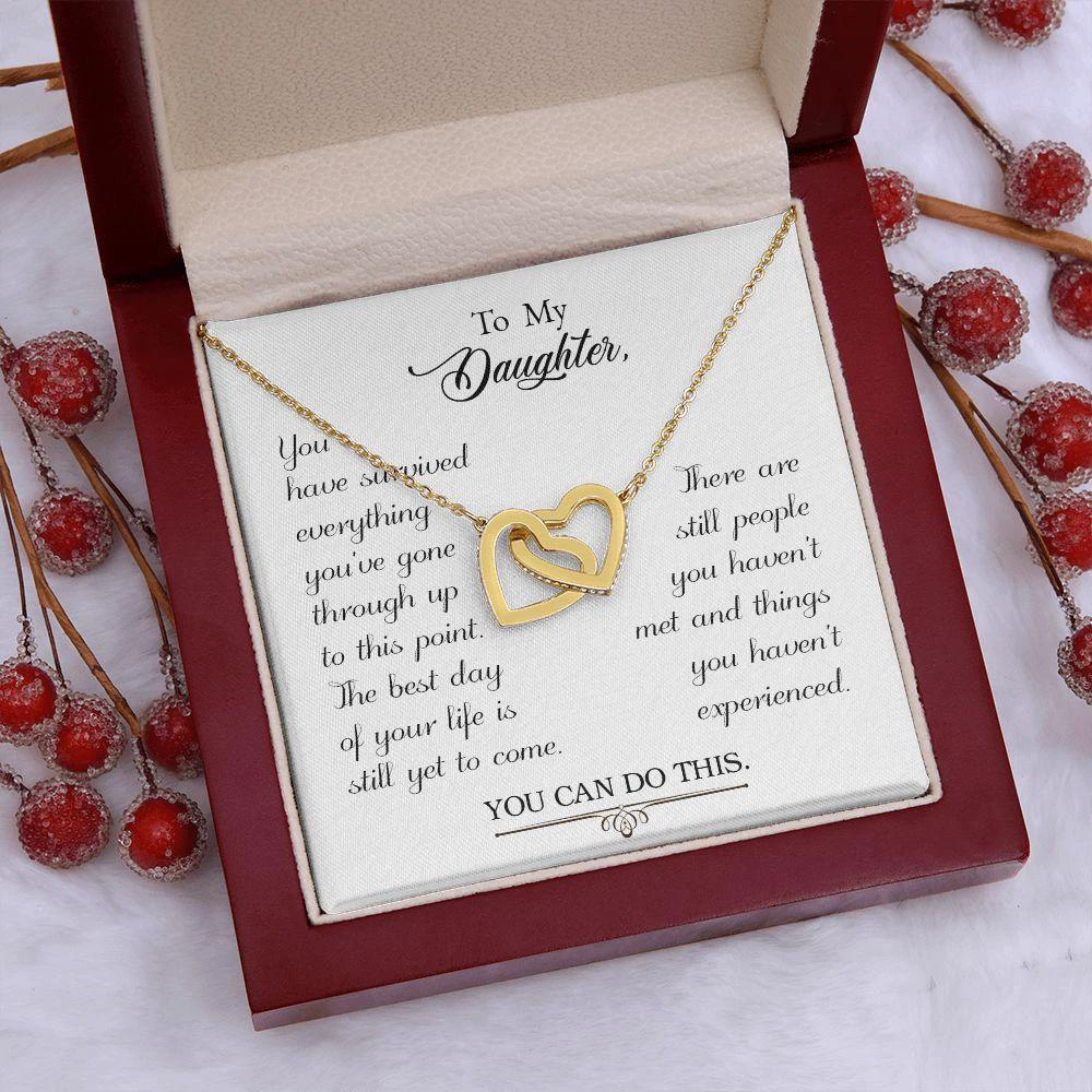 To my Daughter-You Can Do This - Interlocking Hearts Necklace