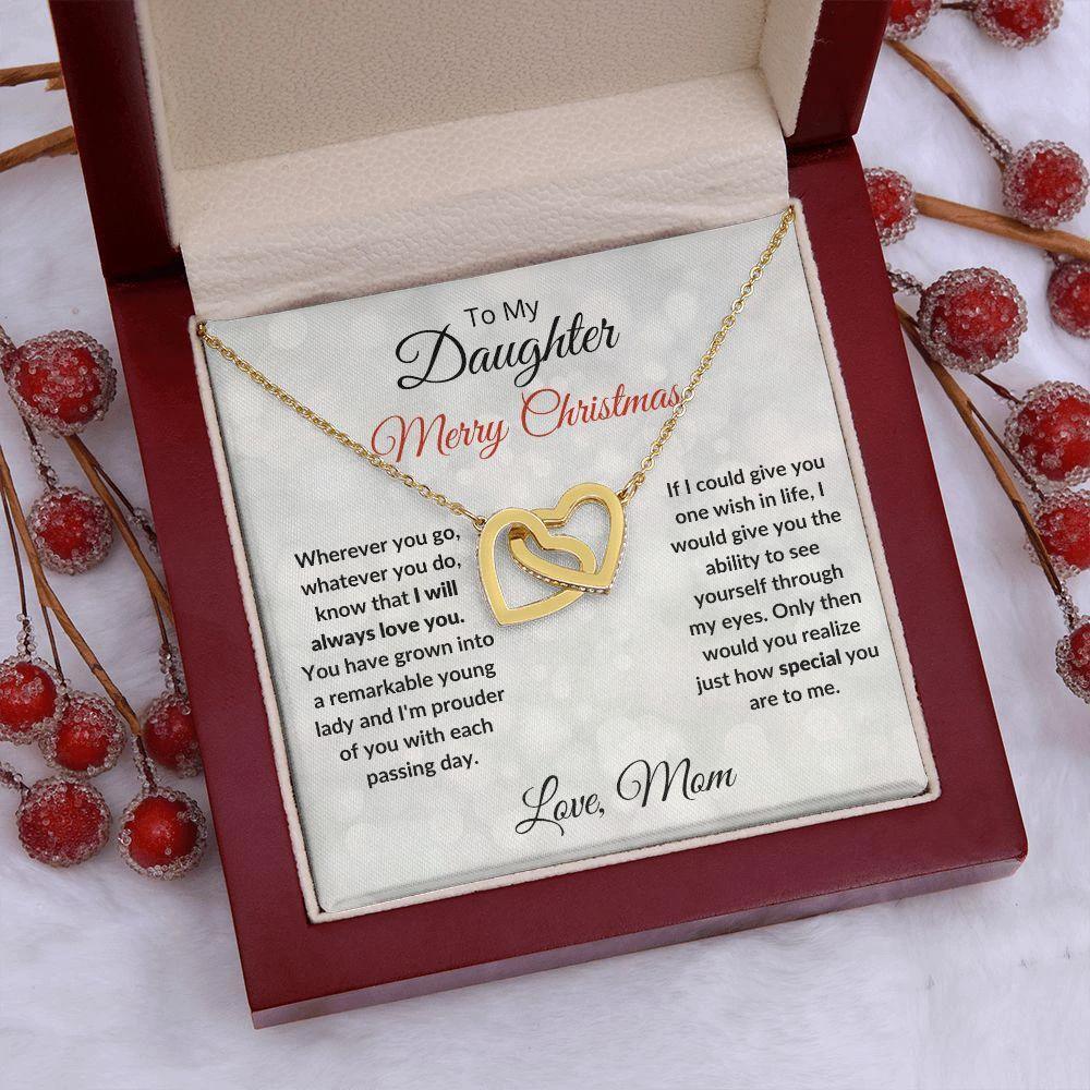 Daughter Christmas Gift from Mom Interlocking Hearts Neckace