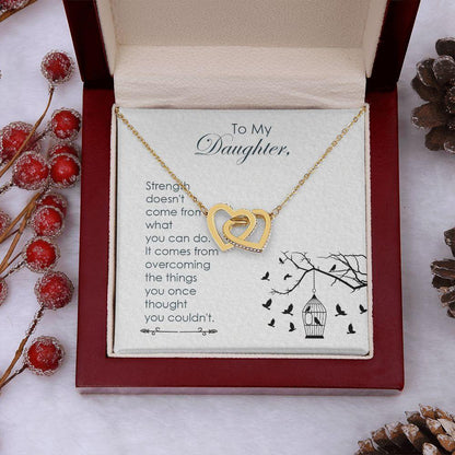 To My Daughter - Strength - Interlocking Hearts Necklace - Mallard Moon Gift Shop